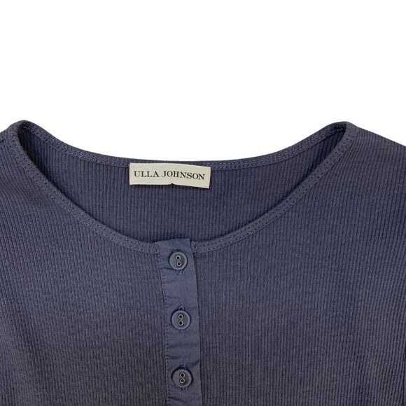 Ulla Johnson Kara Puff Sleeve Ribbed Top Blouse S Periscope Henley Quiet Luxury - Picture 5 of 14